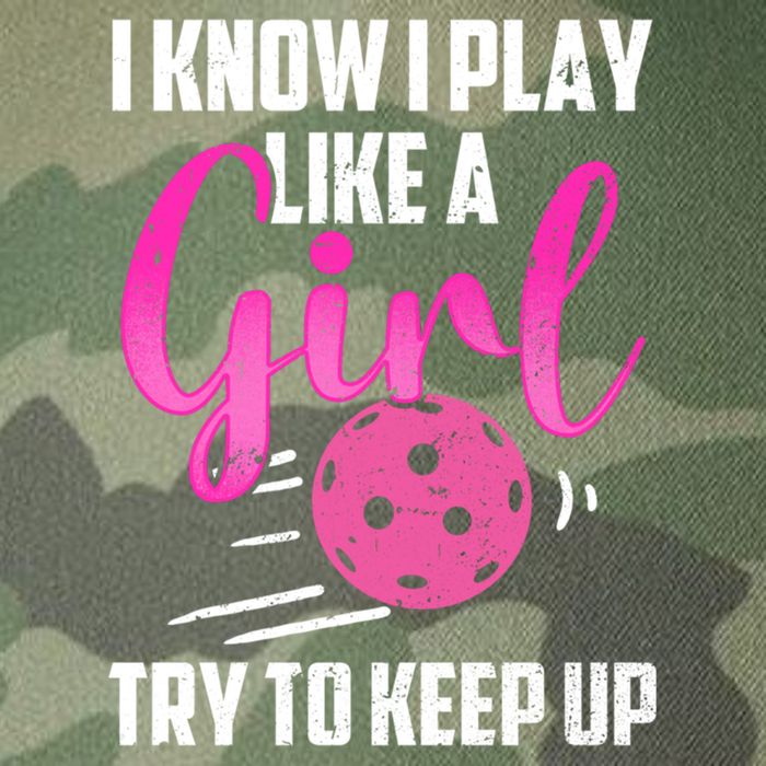 I Know I Play Like A Girl Try To Keep Up Pickleball Gift Legacy Tie Dye Trucker Hat