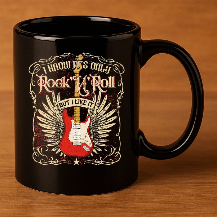 I Know It's Only Rock'n'roll But I Like It, Rock Music Fan 11oz C Handle Ceramic Mug