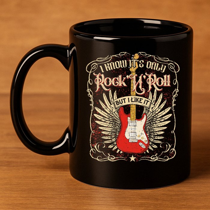 I Know It's Only Rock'n'roll But I Like It, Rock Music Fan 11oz C Handle Ceramic Mug
