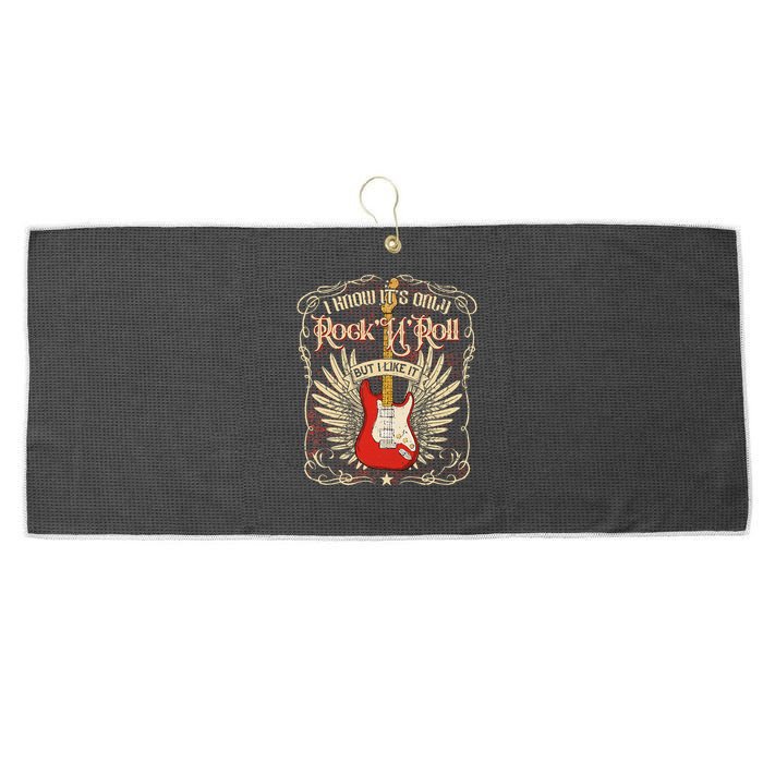 I Know It's Only Rock'n'roll But I Like It, Rock Music Fan Large Microfiber Waffle Golf Towel