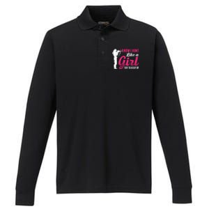 I Know I Hunt Like A Try To Keep Up Loves Hunting Gift Performance Long Sleeve Polo