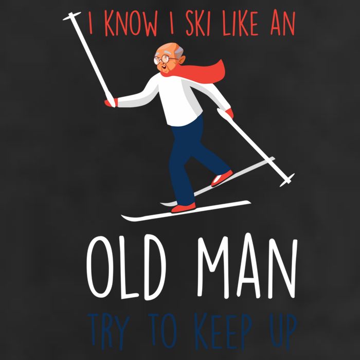 I Know I Ski Like An Old Try To Keep Up Funny Grandpa Great Gift 7 Panel Mesh Trucker Snapback Hat
