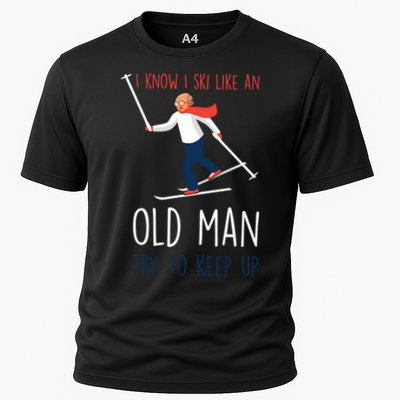 I Know I Ski Like An Old Try To Keep Up Funny Grandpa Great Gift Performance Shirt