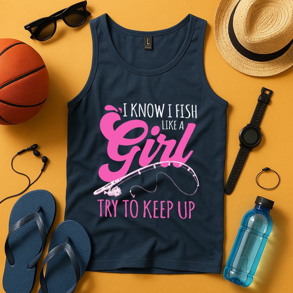 I Know I Fish Like A Girl Fisherwoman Fishing Gift Tank Top