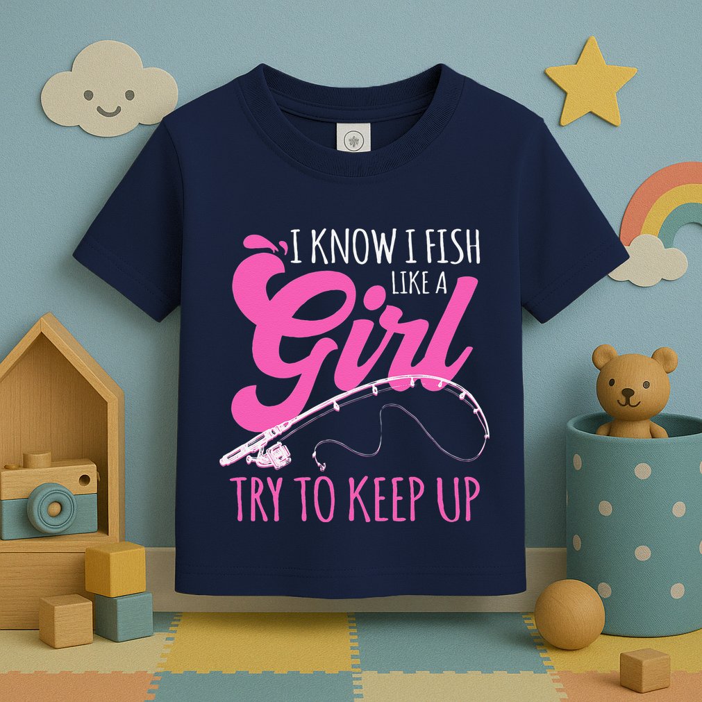 I Know I Fish Like A Girl Fisherwoman Fishing Gift Toddler T-Shirt