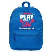 I Know I Play Like A Try To Keep Up Funny Basketball Gift 16 in Basic Backpack