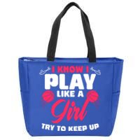 I Know I Play Like A Try To Keep Up Funny Basketball Gift Zip Tote Bag