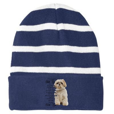 I Know Im Just A Shih Tzu Puppy Face Shitzu Gifts For Women Striped Beanie with Solid Band