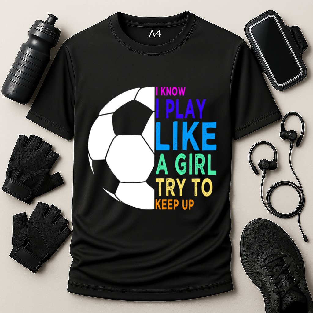 I Know I Play Like A Girl Cute Football Gift Cooling Performance Crew T-Shirt
