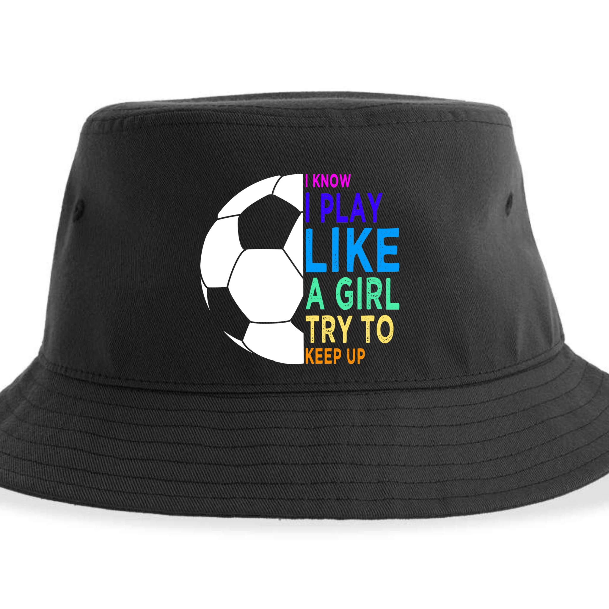 I Know I Play Like A Girl Cute Football Gift Sustainable Bucket Hat