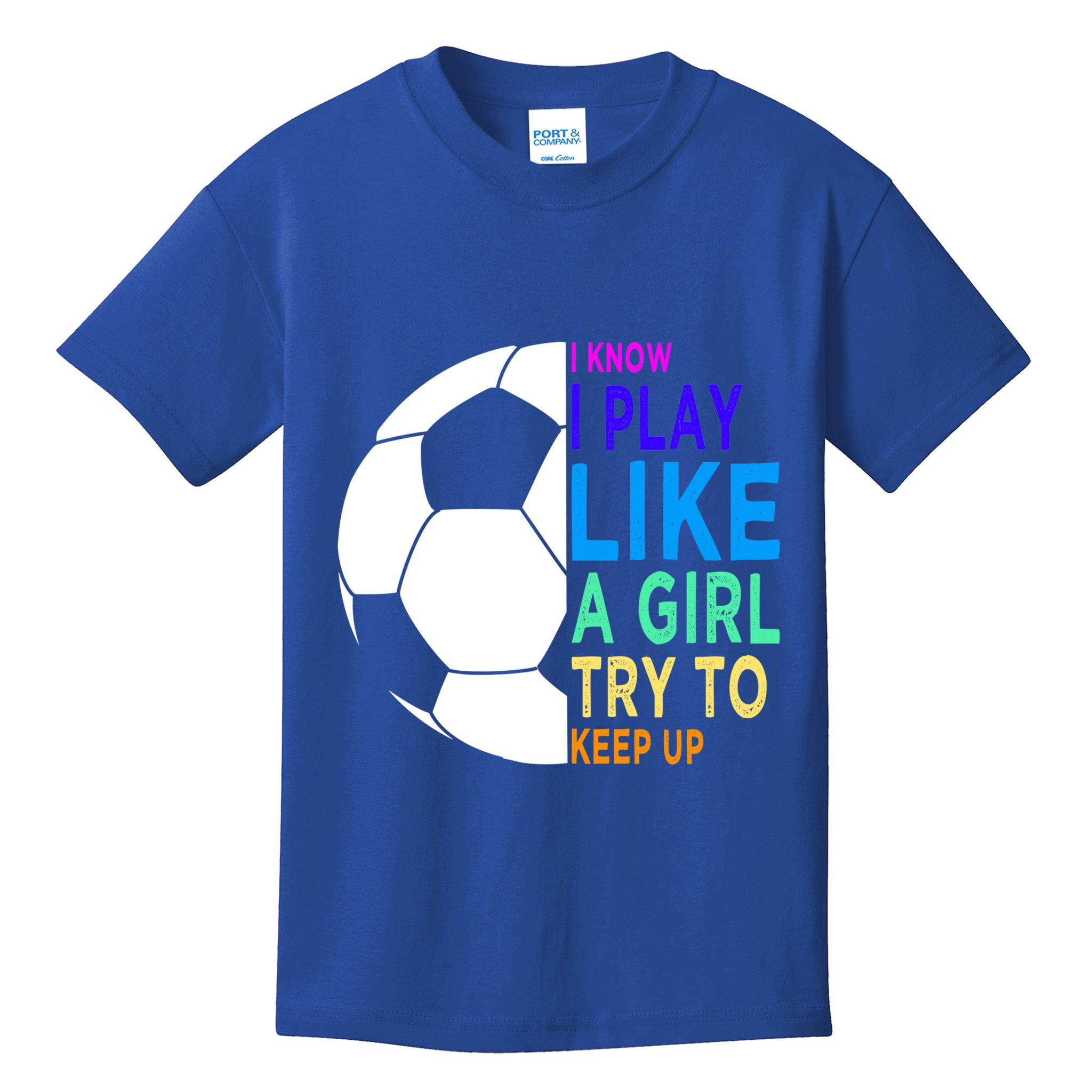 I Know I Play Like A Girl Cute Football Gift Kids T-Shirt