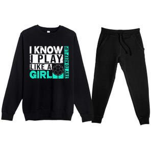 I Know I Play Like A Try To Keep Up Funny Soccer Cute Gift Premium Crewneck Sweatsuit Set