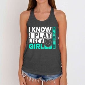 I Know I Play Like A Try To Keep Up Funny Soccer Cute Gift Women's Knotted Racerback Tank