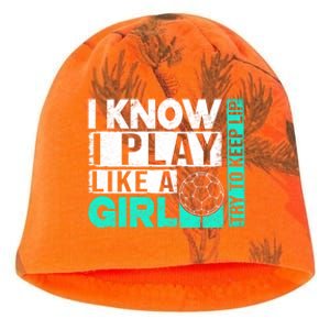 I Know I Play Like A Try To Keep Up Funny Soccer Cute Gift Kati - Camo Knit Beanie