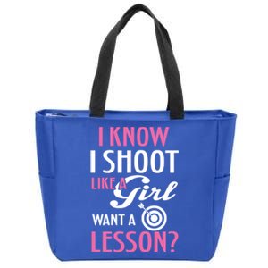 I Know I Shoot Like A Funny Archery Bow Lover Gift Cool Gift Zip Tote Bag