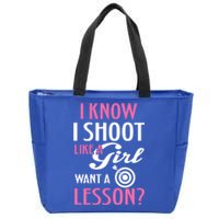 I Know I Shoot Like A Funny Archery Bow Lover Gift Cool Gift Zip Tote Bag