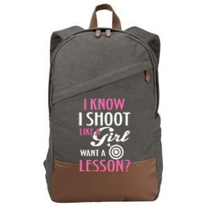 I Know I Shoot Like A Funny Archery Bow Lover Gift Cool Gift Cotton Canvas Backpack