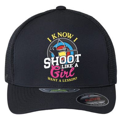 I Know I Shoot Like A Hunter Arrow Bow Hunting Archery Great Gift Flexfit Unipanel Trucker Cap