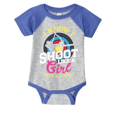 I Know I Shoot Like A Hunter Arrow Bow Hunting Archery Great Gift Infant Baby Jersey Bodysuit