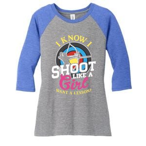 I Know I Shoot Like A Hunter Arrow Bow Hunting Archery Great Gift Women's Tri-Blend 3/4-Sleeve Raglan Shirt