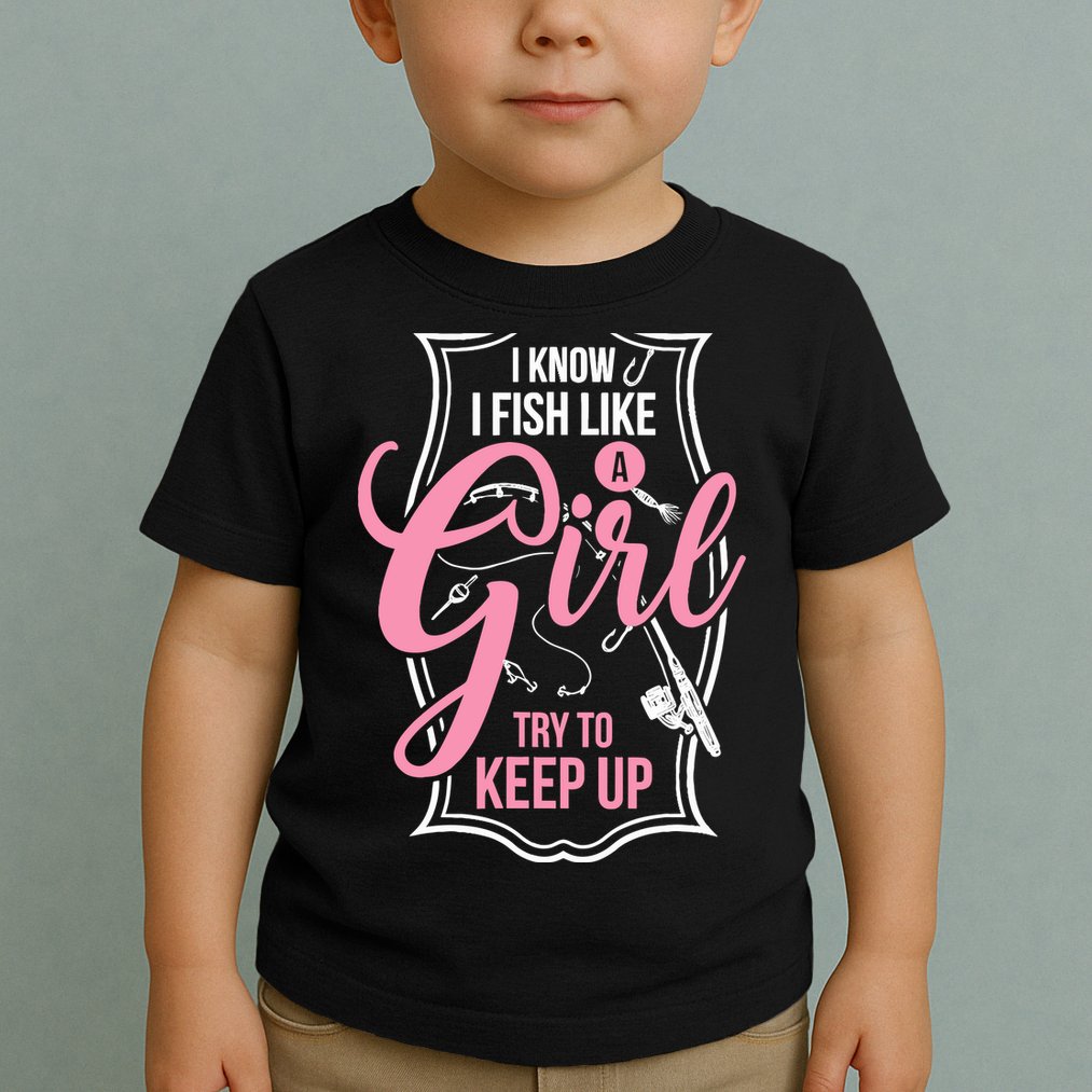 I Know I Fish Like A Girl Try To Keep Up Toddler T-Shirt