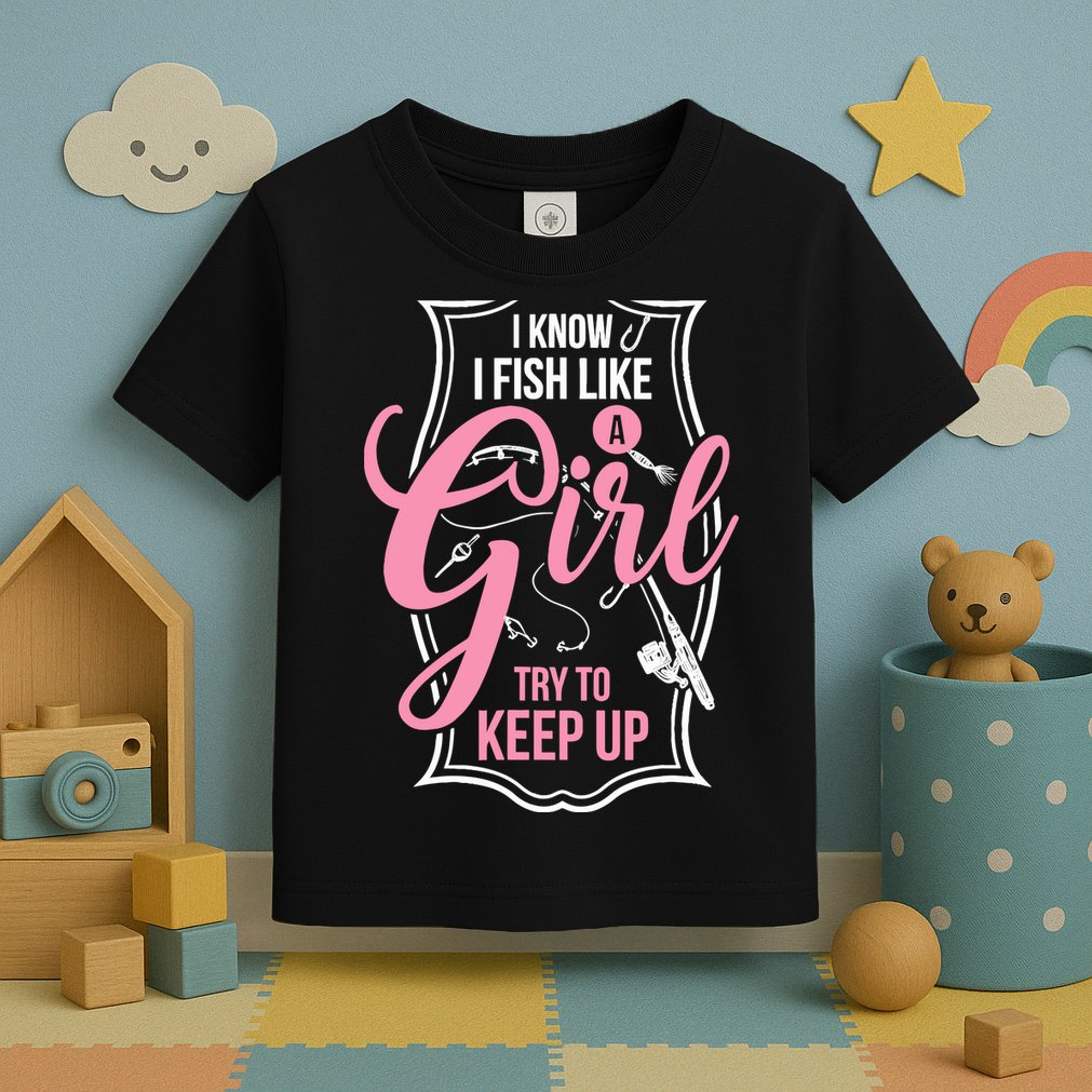 I Know I Fish Like A Girl Try To Keep Up Toddler T-Shirt