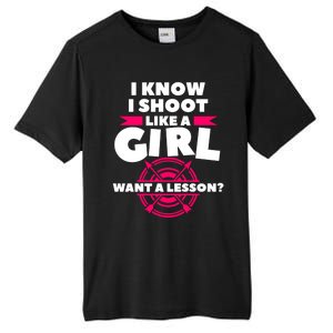 I Know I Shoot Like A Want A Lesson Bow Hunting Gift Tall Fusion ChromaSoft Performance T-Shirt