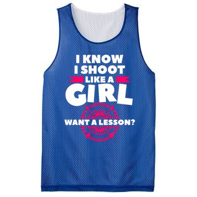 I Know I Shoot Like A Want A Lesson Bow Hunting Gift Mesh Reversible Basketball Jersey Tank