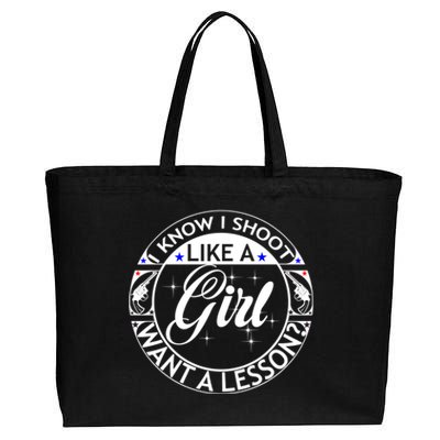 I Know I Shoot Like A Want A Lesson? Hunting Hunter Tee Gift Cotton Canvas Jumbo Tote