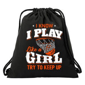 I Know I Play Like Basketball Drawstring Bag