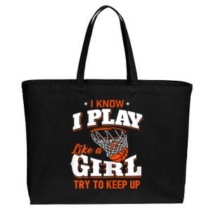 I Know I Play Like Basketball Cotton Canvas Jumbo Tote