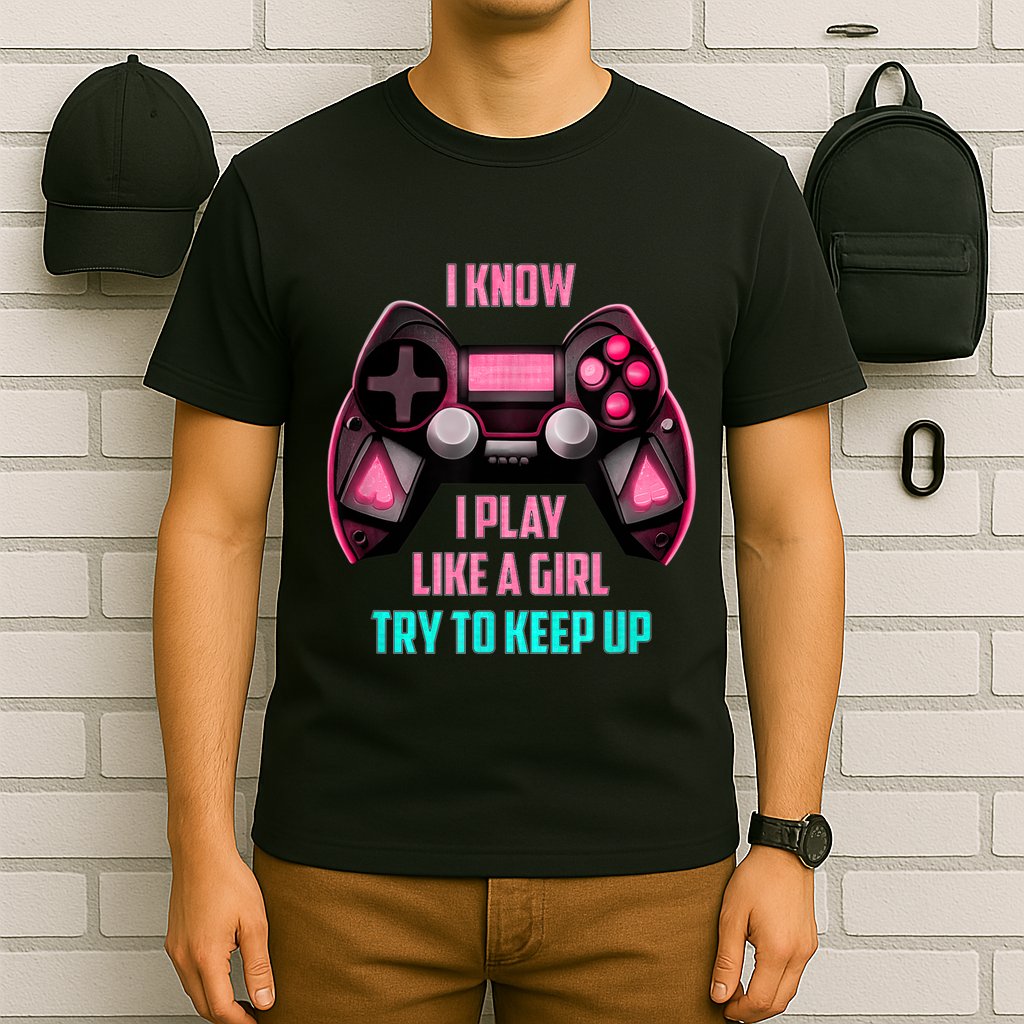 I Know I Play Like A Girl Funny Gamer T-Shirt