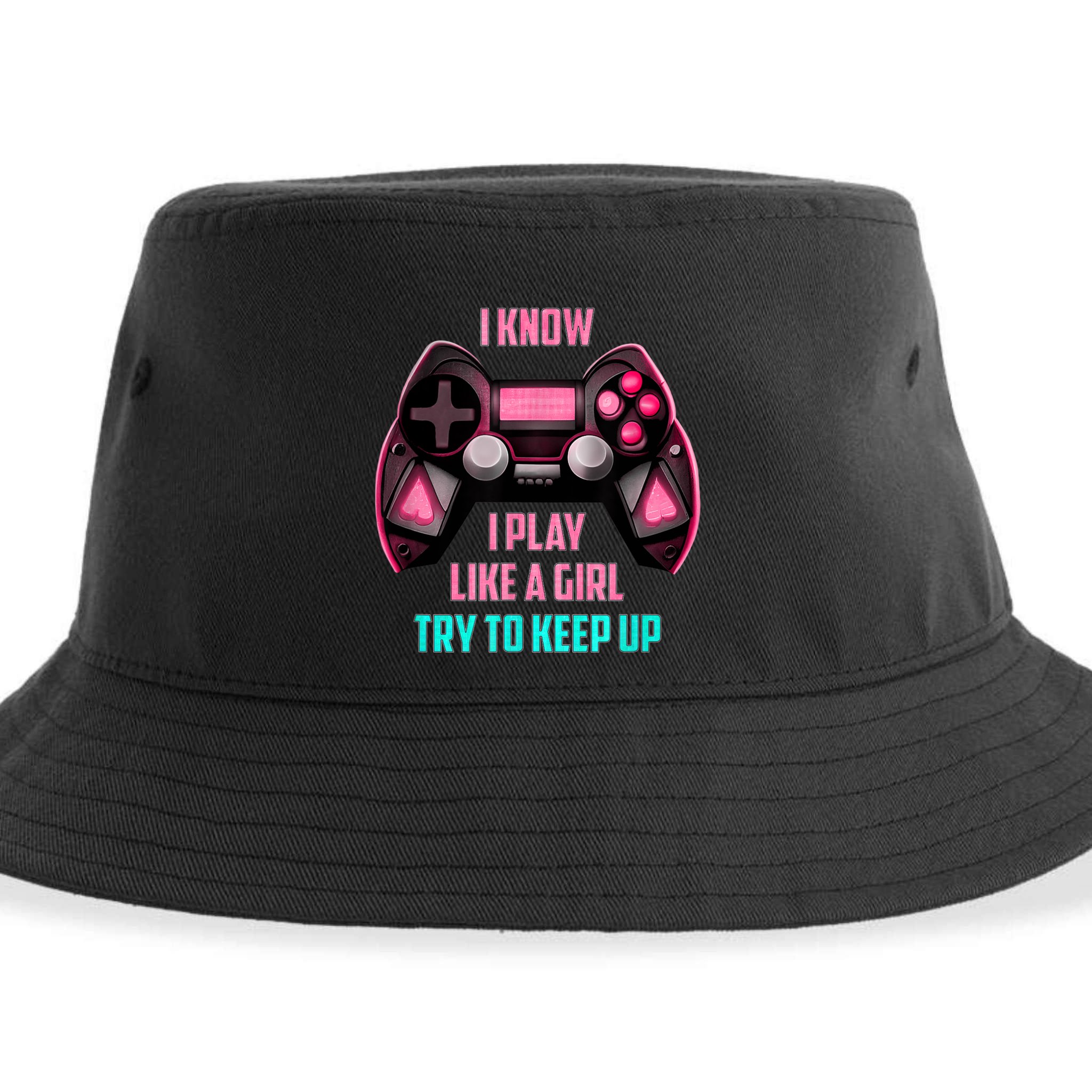 I Know I Play Like A Girl Funny Gamer Sustainable Bucket Hat