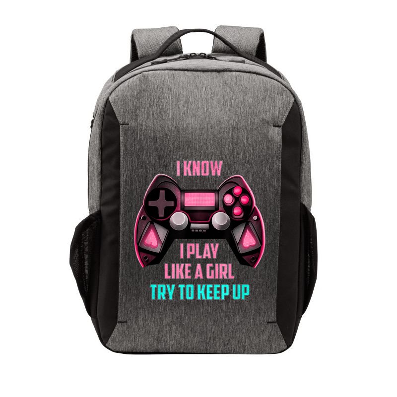 I Know I Play Like A Girl Funny Gamer Vector Backpack