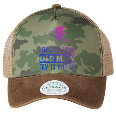 I Know I Ski Like An Old Try To Keep Up Skier Snowboard Cute Gift Legacy Tie Dye Trucker Hat