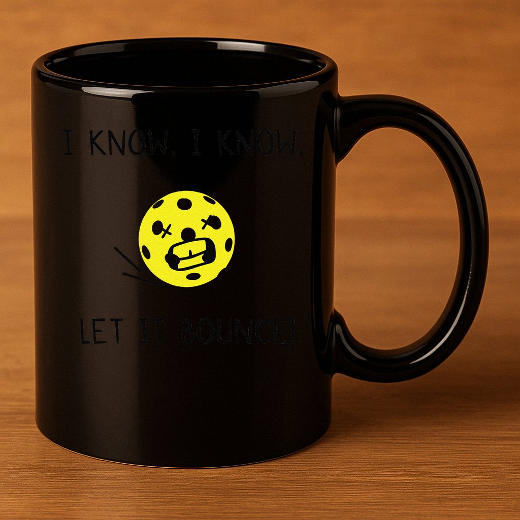I Know I Know Let It Bounce Funny Pickleball Saying 11oz C Handle Ceramic Mug