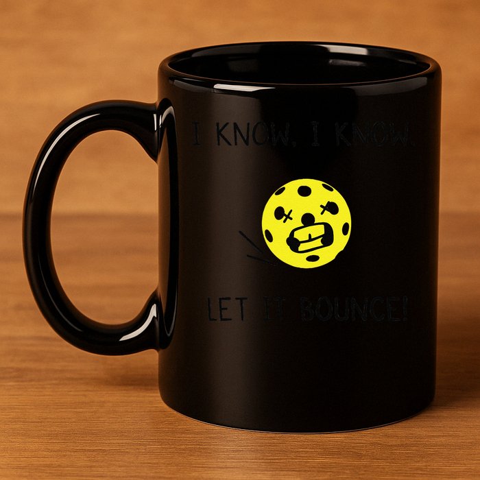 I Know I Know Let It Bounce Funny Pickleball Saying 11oz C Handle Ceramic Mug