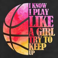 I Know I Play Like A Girl Try To Keep Up Basketball Garment-Dyed Fleece Hoodie