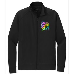 I Know I Play Like A Girl Try To Keep Up Basketball Stretch Full-Zip Cadet Jacket