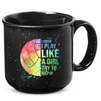 I Know I Play Like A Girl Try To Keep Up Volleyball Tshirt 15oz Campfire Ceramic Mug