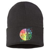 I Know I Play Like A Girl Try To Keep Up Volleyball Tshirt Sustainable Knit Beanie