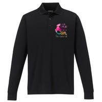 I know I Play Like A Girl Try To Keep Up Funny Soccer Performance Long Sleeve Polo