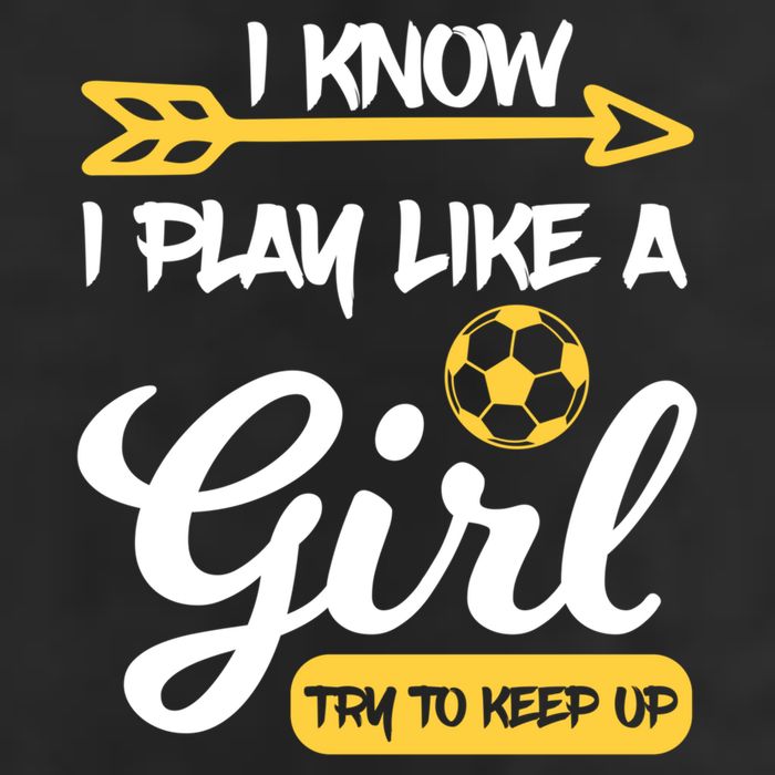 I Know I Play Like A Try To Keep Up Soccer Funny Gift 7 Panel Mesh Trucker Snapback Hat