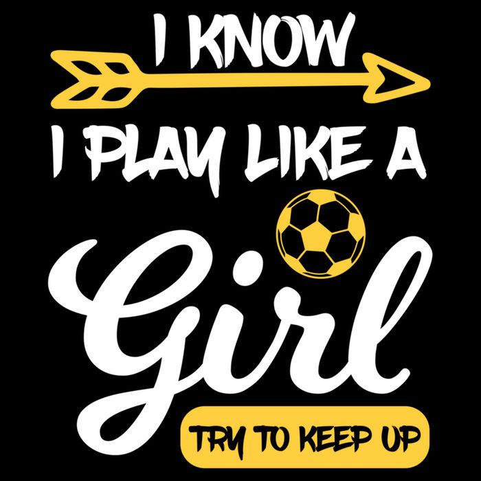 I Know I Play Like A Try To Keep Up Soccer Funny Gift Drawstring Bag