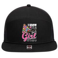 I Know I Play Like A Girl Funny 8Ball Pool Billiard Player 7 Panel Mesh Trucker Snapback Hat
