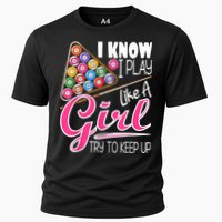 I Know I Play Like A Girl Funny 8Ball Pool Billiard Player Performance Shirt
