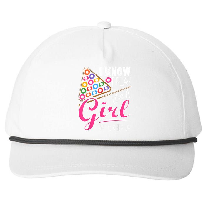 I Know I Play Like A Girl Funny 8Ball Pool Billiard Player Snapback Five-Panel Rope Hat