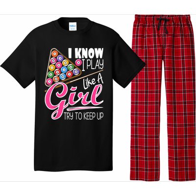 I Know I Play Like A Girl Funny 8Ball Pool Billiard Player Pajama Set