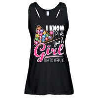 I Know I Play Like A Girl Funny 8Ball Pool Billiard Player Ladies Essential Flowy Tank