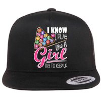 I Know I Play Like A Girl Funny 8Ball Pool Billiard Player Flatbill Hat